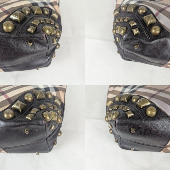 Burberry Haymarket Leather Exterior Large Bags & Handbags  Burberry Super Nova Check Studded Nickie PVC Leather Tote bag Beige